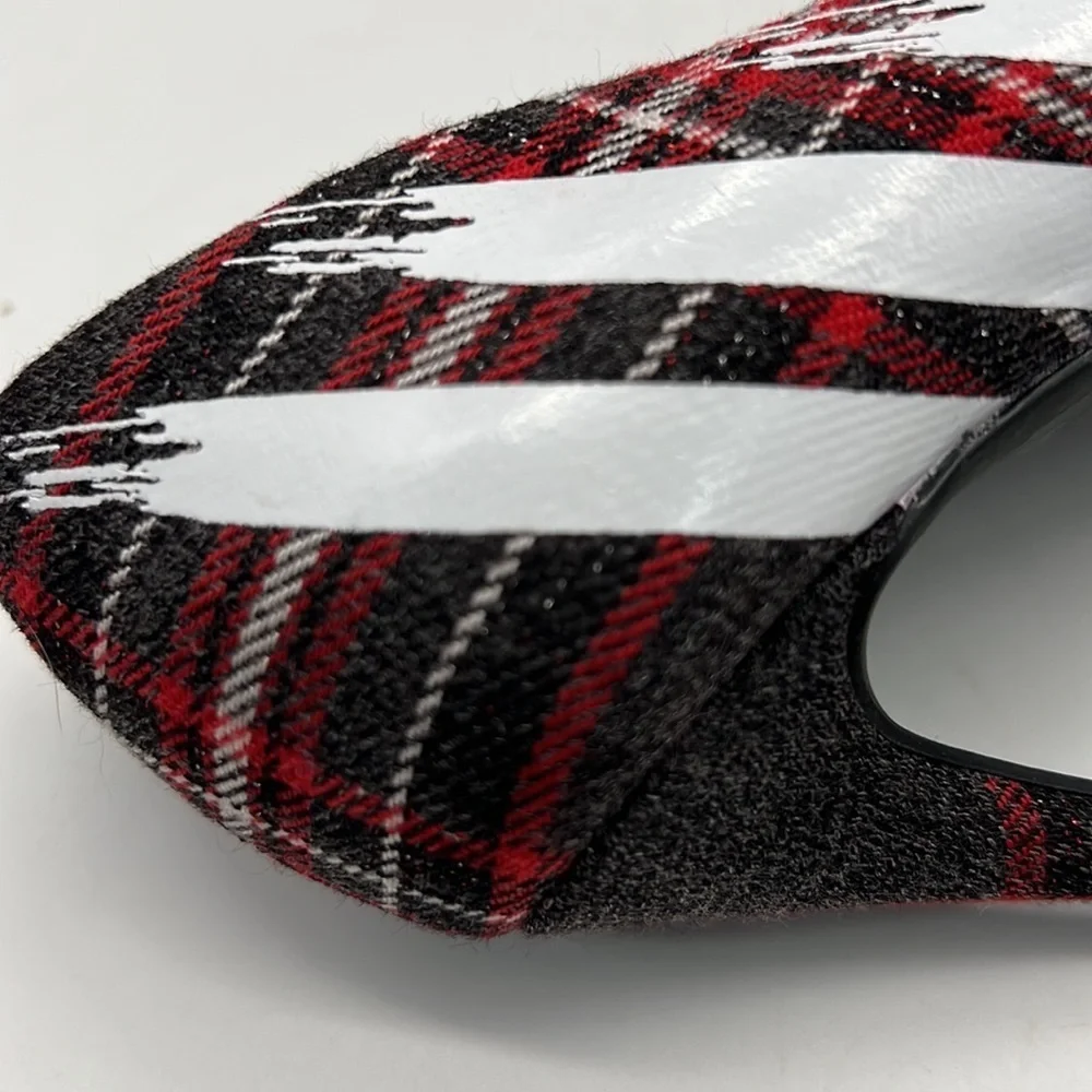 Aldo Red Tartan High Heels with White Racing Stripes size 6 - Picture 7 of 11